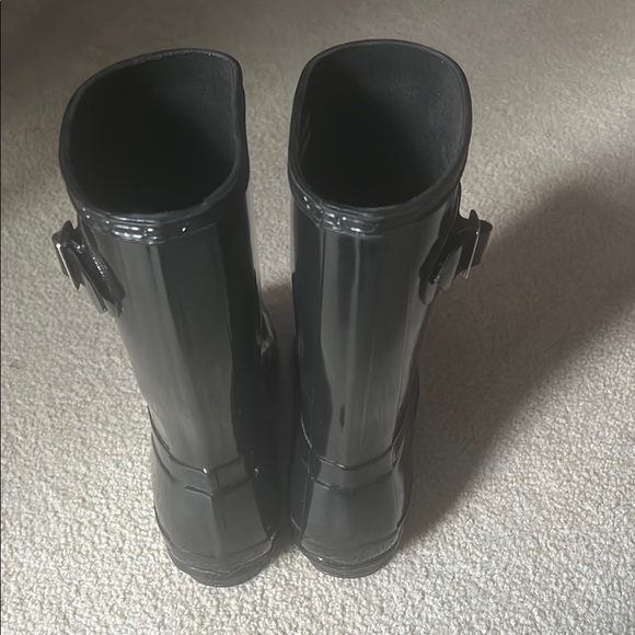 Hunter Glossy Black Waterproof Boots Sz 8 - Picture 6 of 11
